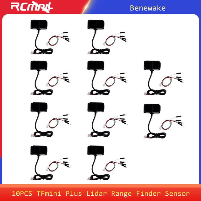 RCmall 10er Set TFmini Plus Laser Lidar Entfernungsmesser Sensor, IP65 Wasserdicht und Staubdicht, TOF LiDAR Modul mit UART I2C IIC I/O, Schwarz - Bild 1