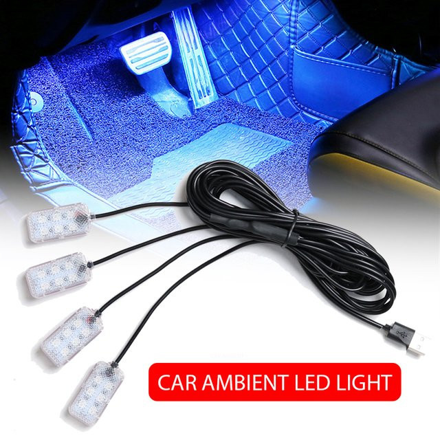 WUMFIRE LED Auto Innenbeleuchtung Fußleuchten Kit in Rosa mit USB-Anschluss - Bild 1