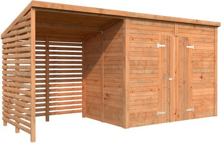 Palmako Gerätehaus Leif aus Fichtenholz in Braun mit Pultdach und Vordach, B/T/H: 460 x 170 x 228 cm - Bild 2