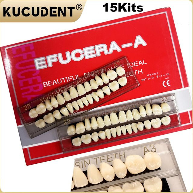 KUCUDENT Harz Prothese Zähne Set, 15er Pack, Dental Bleichen Platte - Bild 1