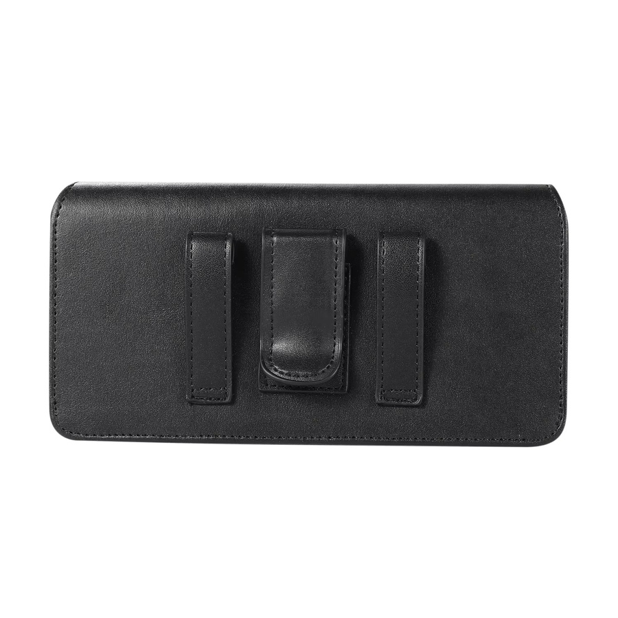 Universelle Handyhülle aus PU-Leder in Schwarz mit Flip-Tasche und Gürtelclip für Smartphones von 5,2 bis 7 Zoll - Bild 3