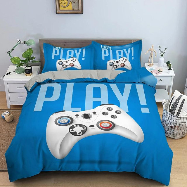 Bettwäscheset Your Warm Home mit Spielzeug-Print und gepunkteten Bausteinen, bunt, B/B/H: 240 x 210 x 50 x 70 cm - Bild 1