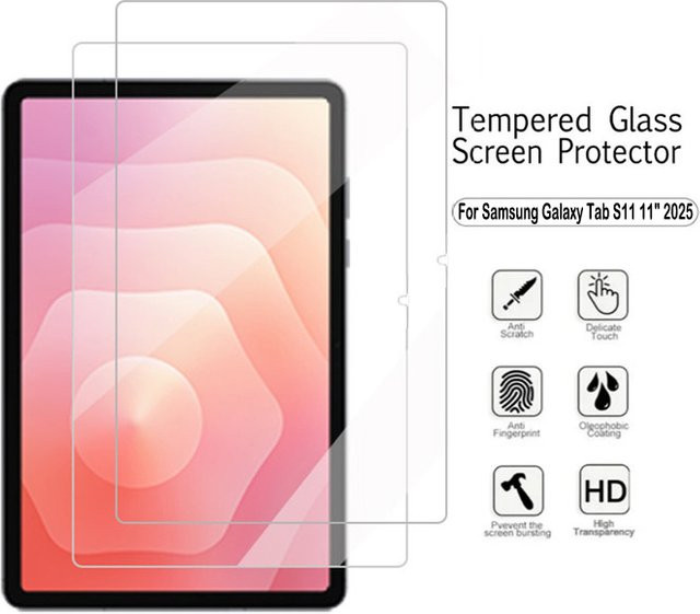 2er-Set Samsung Galaxy Tab S11 11 Zoll Panzerglas Display Schutzfolie Transparent SM-X730 SM-X736 HD Anti-Scratch - Bild 1