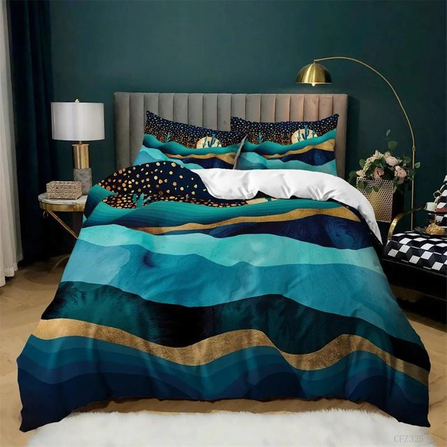 Bettwäsche-Set Your Warm Home Van Gogh Sternennacht Ölgemälde Design, 3-teilig, Blau/Mehrfarbig, B/H: 135 x 200 cm - Bild 1