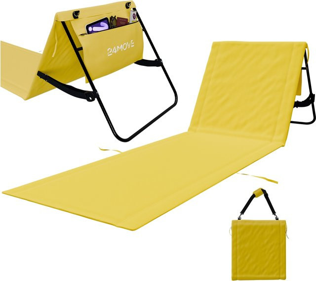 24MOVE Strandmatte klappbar mit verstellbarer Rückenlehne und Tasche in Gelb - Bild 1