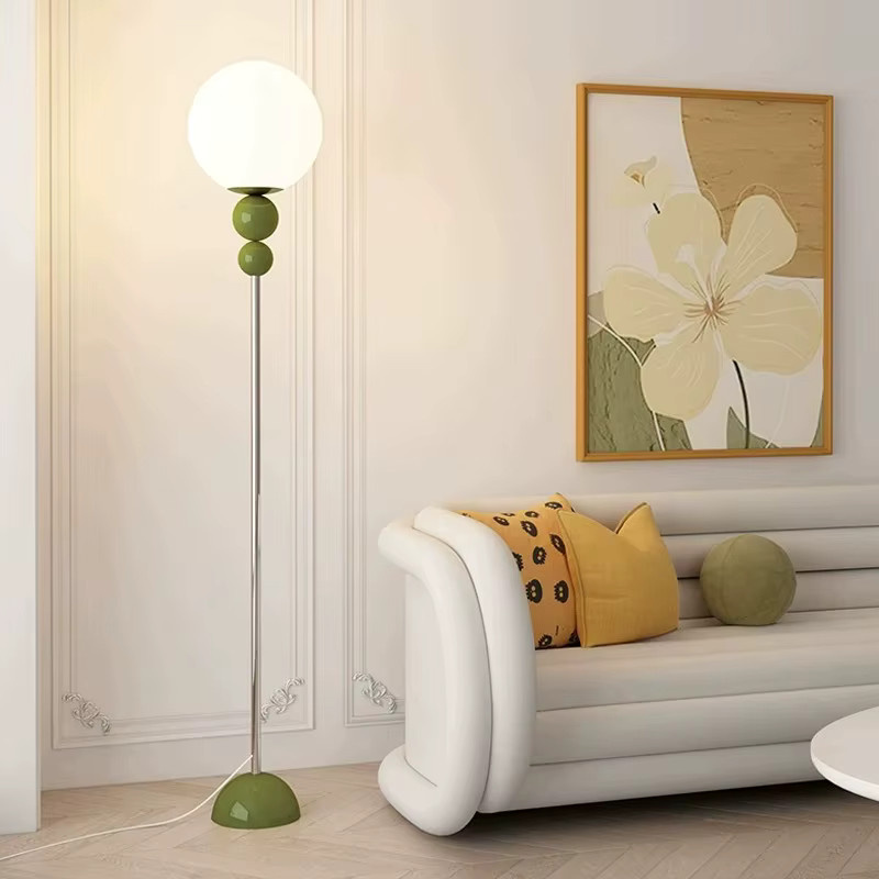 JIANKEXING Minimalistische Pilz-Stehlampe in Beige mit Glaskugel für Wohnzimmer und Schlafzimmer - Bild 2