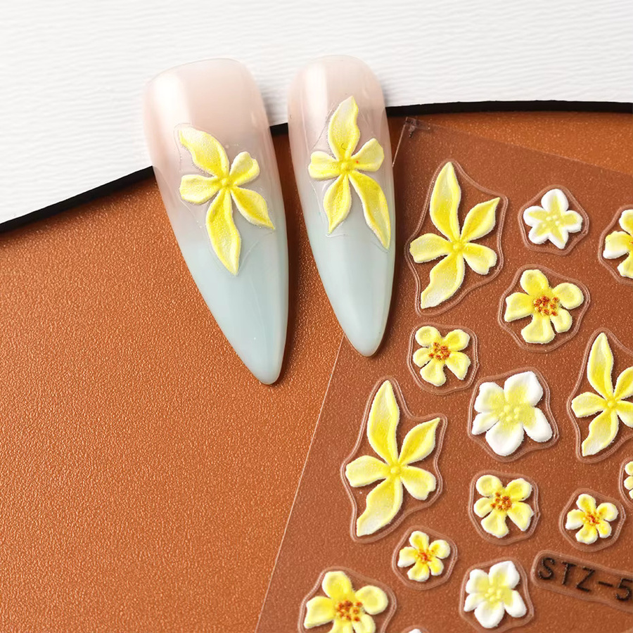 Full Beauty Nagelaufkleber Frangipani Blumen, Gelb, 2 Stück - Bild 3