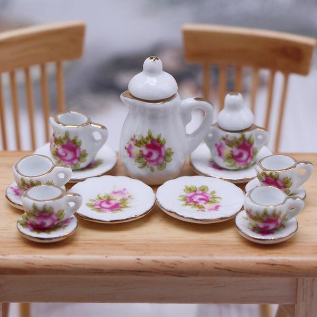 Binchi Outdoor Product Miniatur Porzellan Teetassenset, 15-teiliges Set, ab 14 Jahren - Bild 1