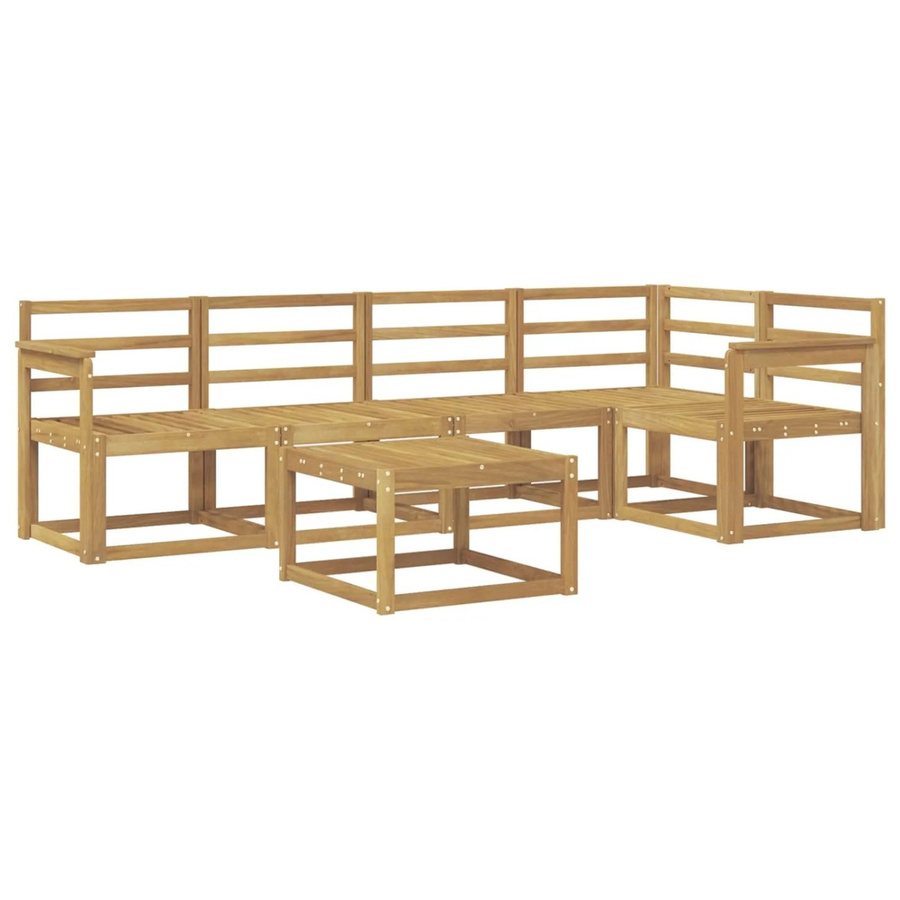 vidaXL 6-teilige Outdoor-Sofagarnitur aus Massivholz Akazie in Weiß mit L-Form und Tisch - Bild 2