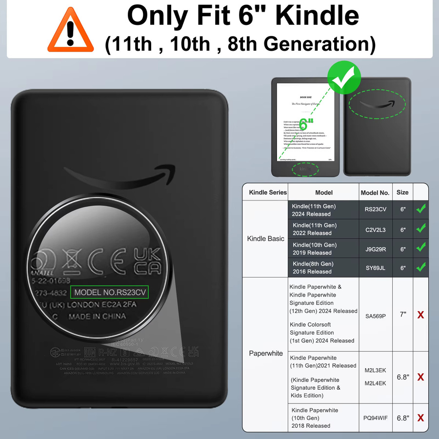TiMOVO Schutzhülle für Kindle 11. Generation 2024, 6 Zoll, ultraleichte PU-Hülle mit automatischer Aufwach- und Schlaffunktion, Pink, Multicolour - Bild 2