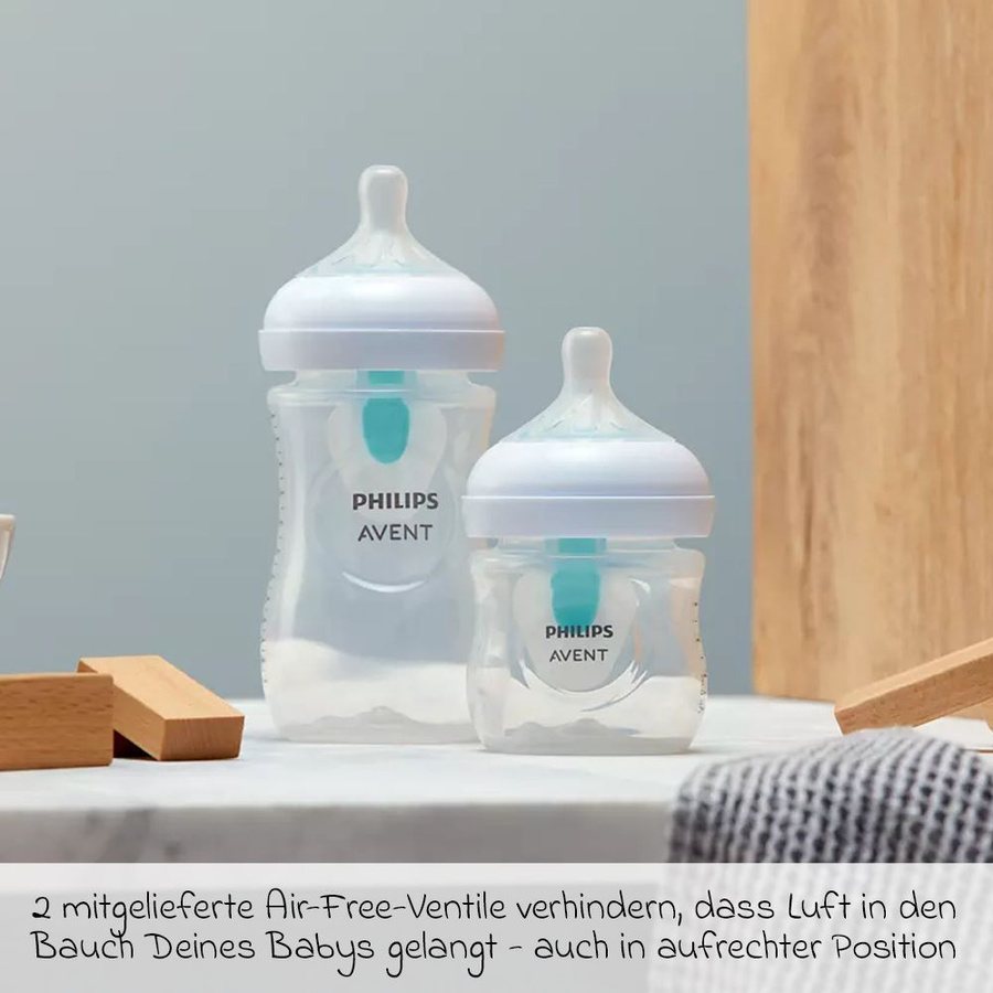 Philips Avent 2er-Pack Natural Response Babyflaschen mit AirFree Ventil und Silikon-Sauger, 125 ml, transparent/weiß - Bild 3