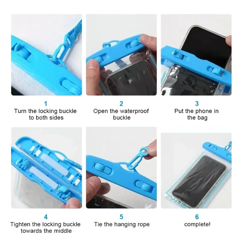 Universelle wasserdichte Handyhülle in Blau und Transparent für iPhone und Galaxy Modelle - Bild 4