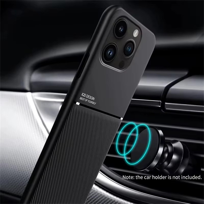 Magnetische Apple iPhone Schutzhülle mit Luxus Leder Textur in Schwarz oder Rot - Bild 2