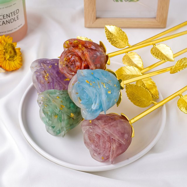 Kristall Tropfen aus Aventurin-Quarz in Multicolor für kreative Bastelarbeiten und Valentinstags-Geschenke - Bild 1