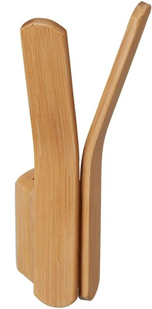 Relaxdays Wandhaken aus Bambus in Braun, Zweifach, B/H/T: 15 x 6,5 x 6 cm - Bild 1