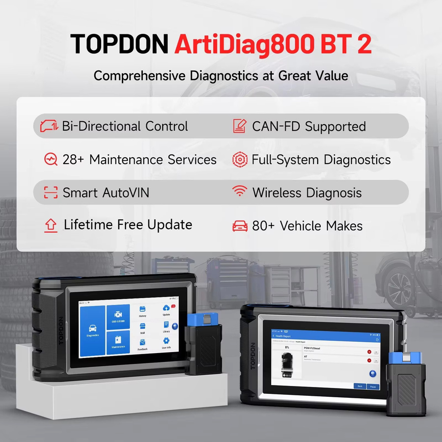 TOPDON AD800 BT OBD2 Allsystem-Scanner Professionelles Kfz-Diagnosegerät in Schwarz mit Bluetooth und aktiven Tests - Bild 3