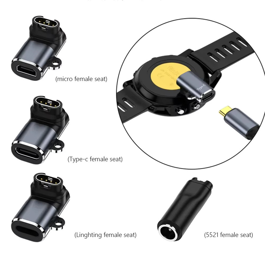 USB-C, Micro-USB und Lightning Ladeadapter für Garmin Smartwatches wie Fenix, Instinct 2s, Venu 2 und Epix - Bild 4