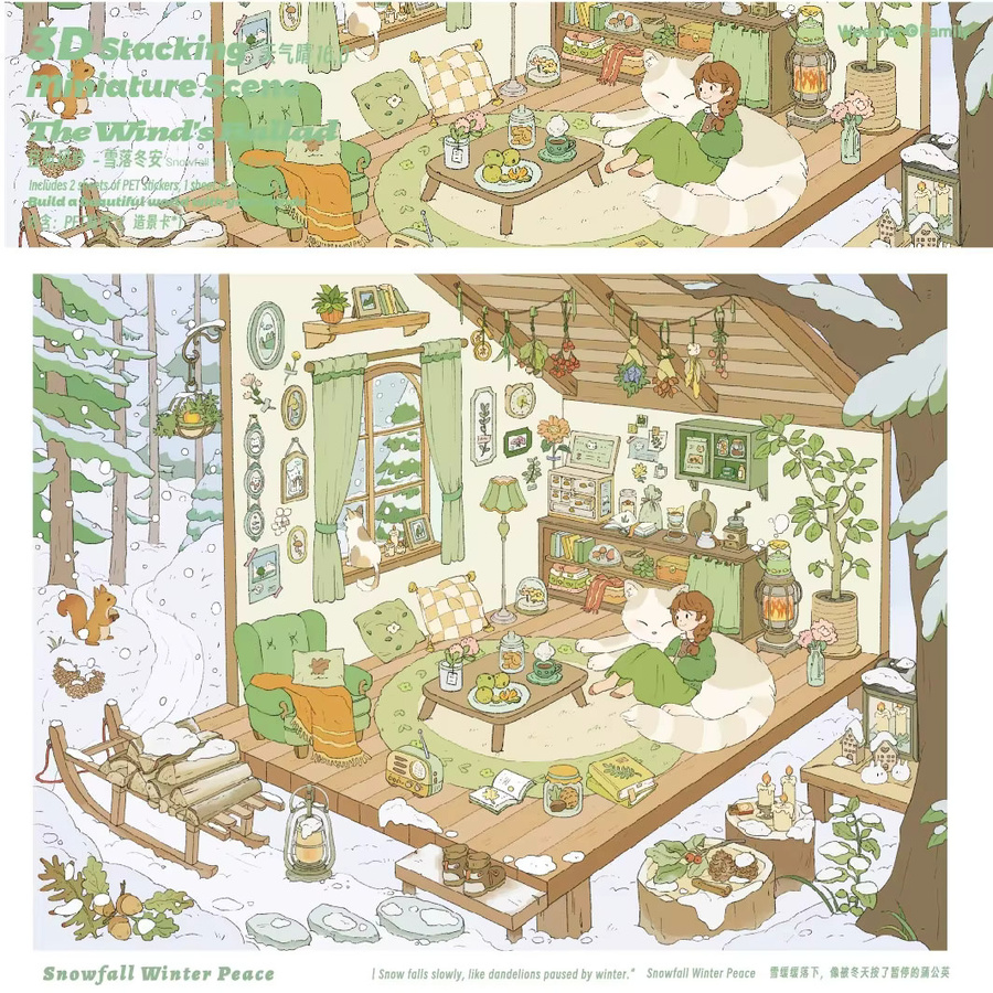 JIANQI Kawaii 3D DIY Landschaft Aufkleber Set für Tagebuch und Taschen in Multicolour - Bild 1
