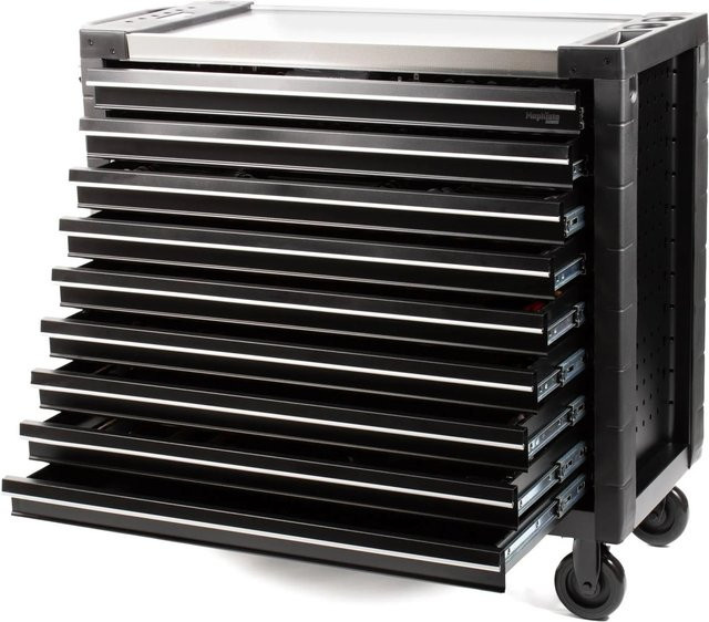 Mephisto-Tools Pro-Line Big Werkzeugwagen in Schwarz mit 9 Schubfächern und Werkzeug, aus Edelstahl, B/T/H: 98,4 x 46,6 x 109,0 cm - Bild 1