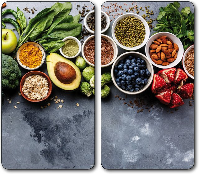 Kesper Multi-Glasschneideplatte 2er Pack Motiv Healthy Kitchen rechteckig mehrfarbig - Bild 1