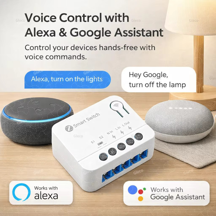 Gleco Zigbee Smart Switch Modul Mini in Weiß, 1/2/3-Kanal Smart Home Relais für Tuya, Z2M, Alexa und Google Home, 10A/16A Automatisierungs-Schalter - Bild 3