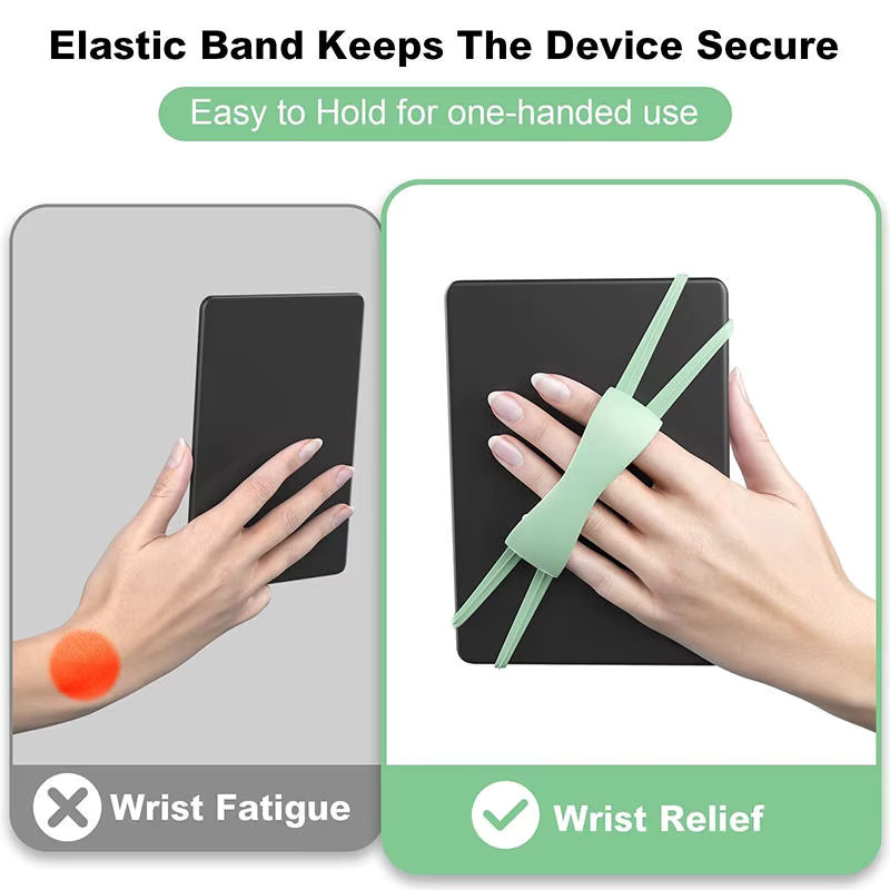 Weiche Silikon-Handschlaufe für E-Book-Tablets als bequemer Fingergriffhalter in Schwarz oder Grün - Bild 2
