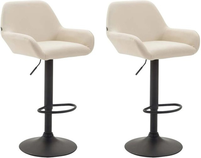 DELUKE Barhocker DUBLIN 2er Set, Barstühle aus Kunstleder in Creme und Schwarz mit Lehne und 360 Grad Drehsitz - Bild 1
