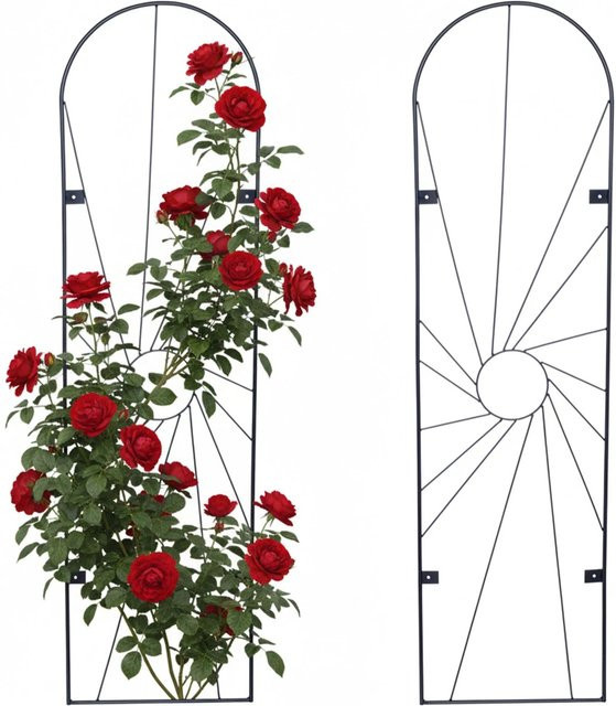 Relaxdays Wandrankgitter 2er Set aus Stahl in Schwarz, wetterfest für Garten, Terrasse und Balkon, Höhe: 140 cm, Breite: 38 cm, Tiefe: 1 cm - Bild 1