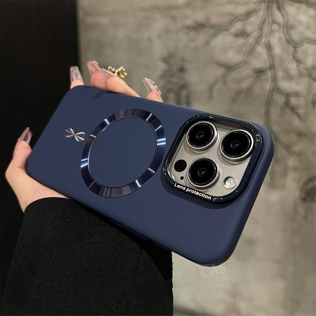 Yiran Schutzhülle aus mattem Hart-PC mit MagSafe und Kameraschutz für iPhone 15 Pro Max, Blau - Bild 1