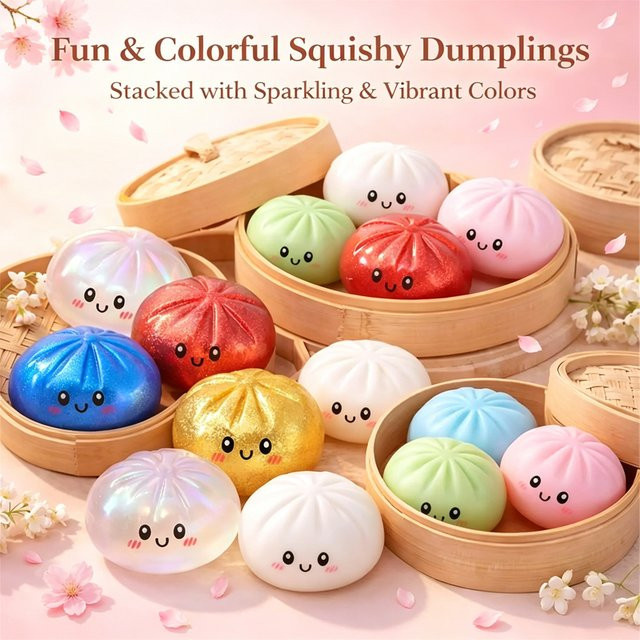 Bandai Glitzernde Dumpling-Quetschbox, weiches Baozi-Quetschspielzeug - Bild 1