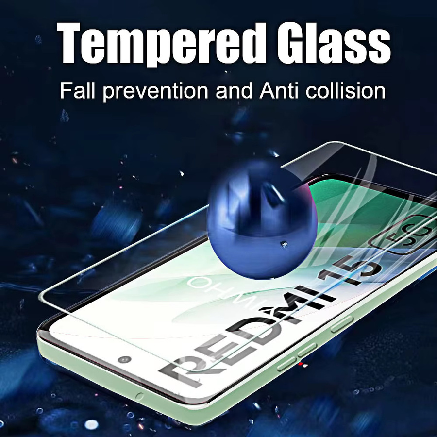 4 Stück Displayschutzfolien aus gehärtetem Glas für Xiaomi Redmi 15 5G und 4G, 6,9 Zoll, Transparent - Bild 3