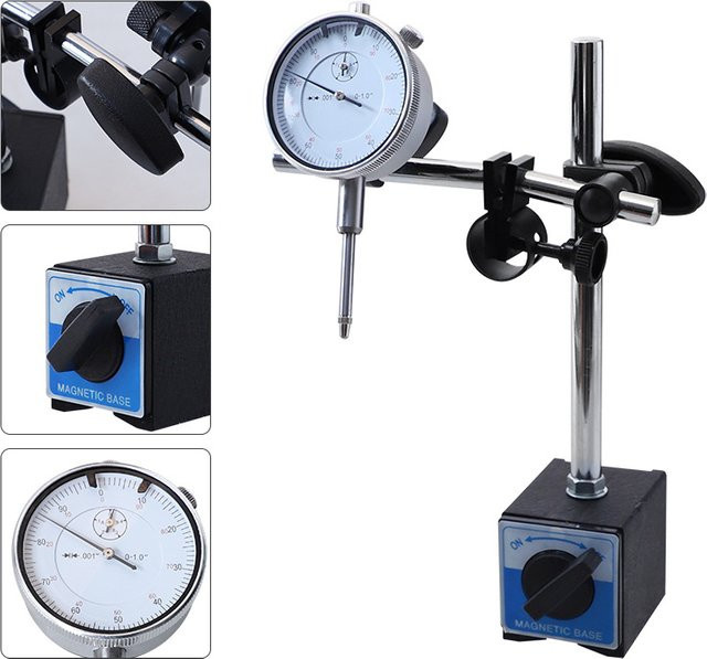 ETOPOO Messinstrument Set mit Indikatormessuhr, Hebelmessuhr und Magnetständer in Silber - Bild 1