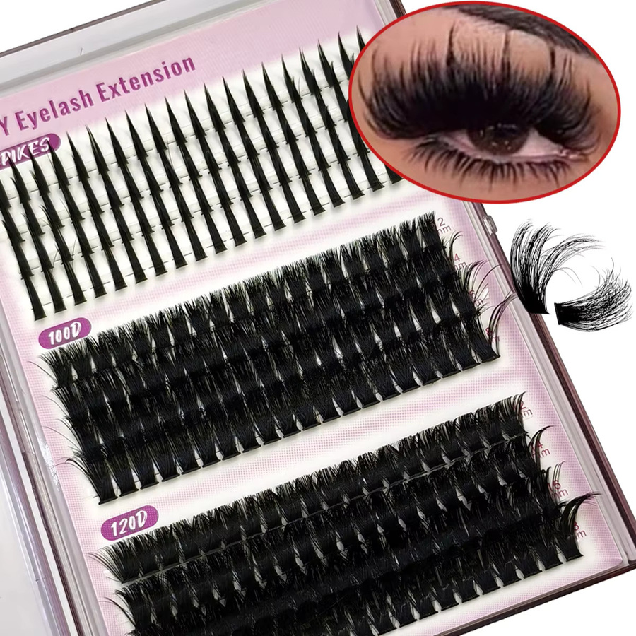 AMSDCN Wimpernverlängerungsset D Curl Spikes, 12 Reihen, Schwarz, Unisex - Bild 2