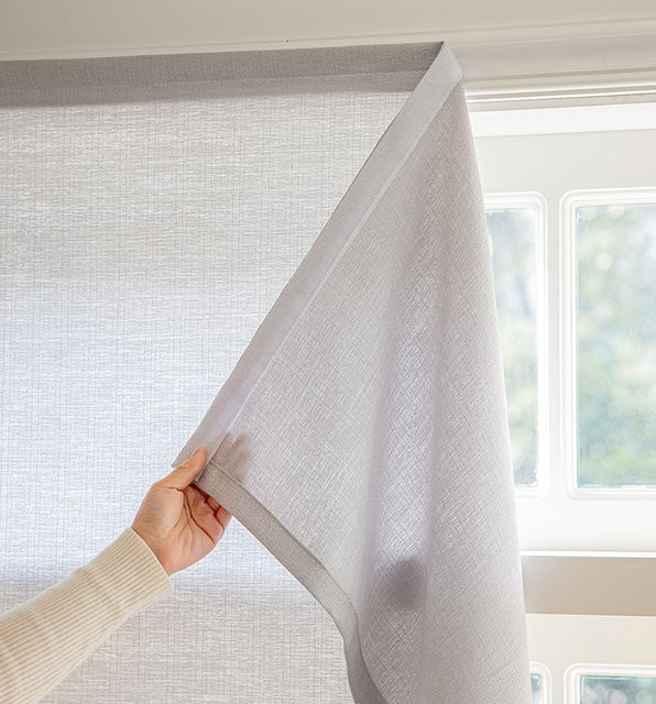 Yvonicky Selbstklebende Vorhänge ohne Bohren, Halbtransparente Garn-Dekorationsstoffe in Weiß, Minimalistisches Design mit Klettverschluss - Bild 1