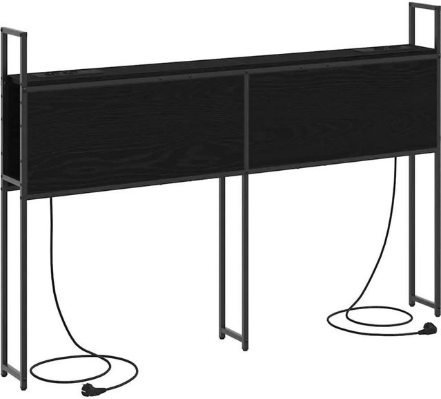 vidaXL Kopfteil mit Stauraum und Ladestation in Schwarz und Eichen-Optik, Breite: 18,2 cm, Tiefe: 15,0 cm, Höhe: 15,0 cm - Bild 1