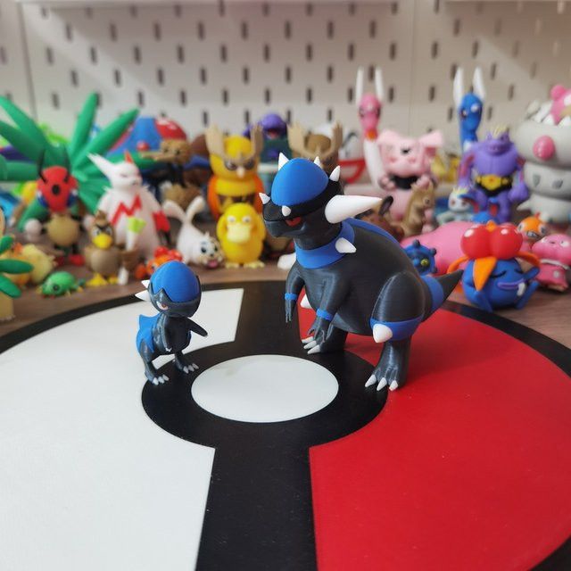 Bandai Pokemon Anime Figur Cranidos und Rampardos im Maßstab 1:20 Multicolor Desktop Dekoration Modell 3D-Druck Charakter Spielzeug Geschenk - Bild 1