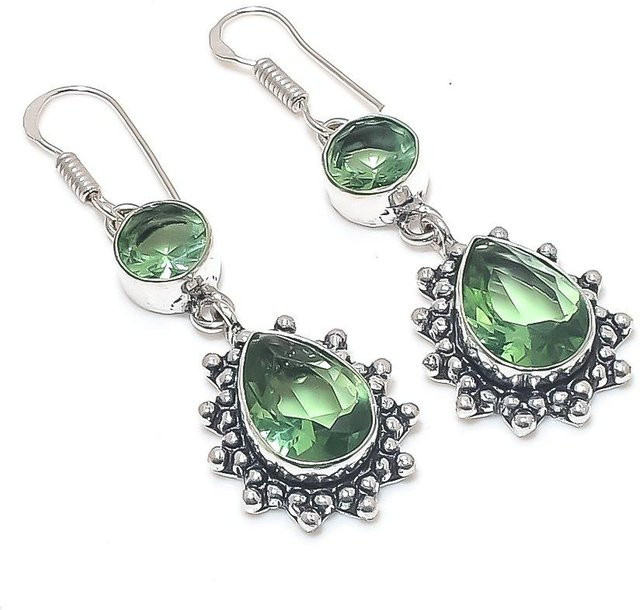 Manju Jewels Paradise Ohrring, 925 Sterlingsilber, Natürlicher Tsavorit, Damen - Bild 1