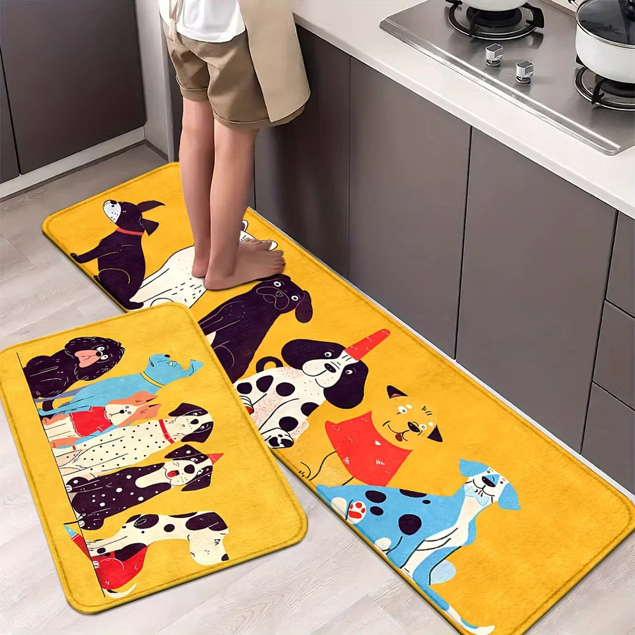 VIKAMA Küchenteppich mit Cartoon-Welpen-Motiv, rutschfester Bodenläufer für Küche und Badezimmer, Mehrfarbig - Bild 3