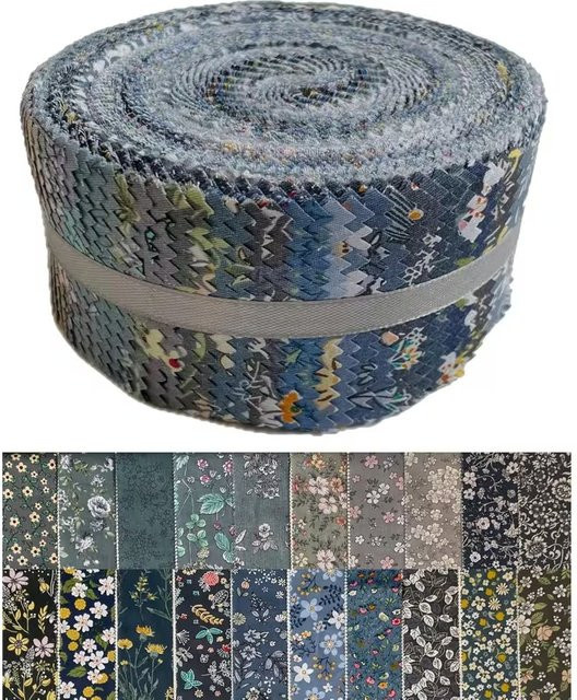 40 vorgeschnittene Stoffstreifen mit 20 verschiedenen Blumenmustern in Multicolour zum Quilten, Nähen und Scrapbooking - Bild 1