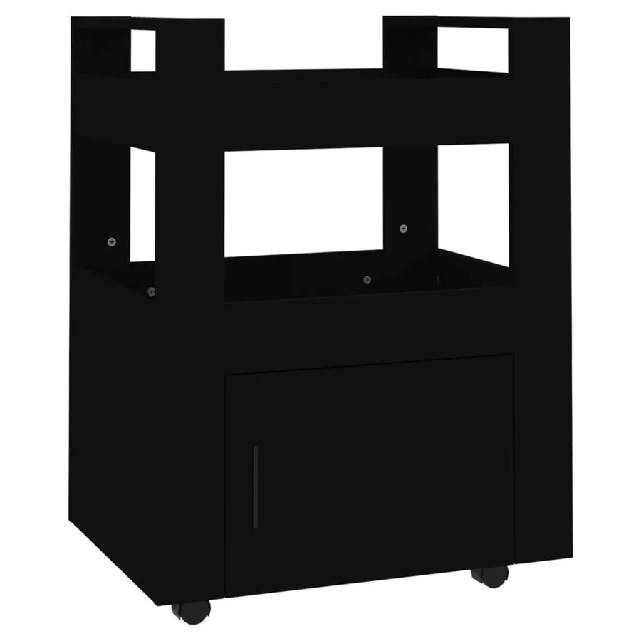 vidaXL Küchenwagen Schwarz aus Holzwerkstoff B/T/H: 60 x 45 x 80 cm - Bild 2