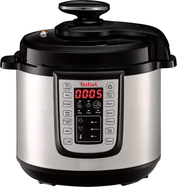 Tefal CY505E All-in-One Slowcooker, Multikocher und Schnellkochtopf in Silber aus Edelstahl mit Timer und spülmaschinenfesten Teilen - Bild 1