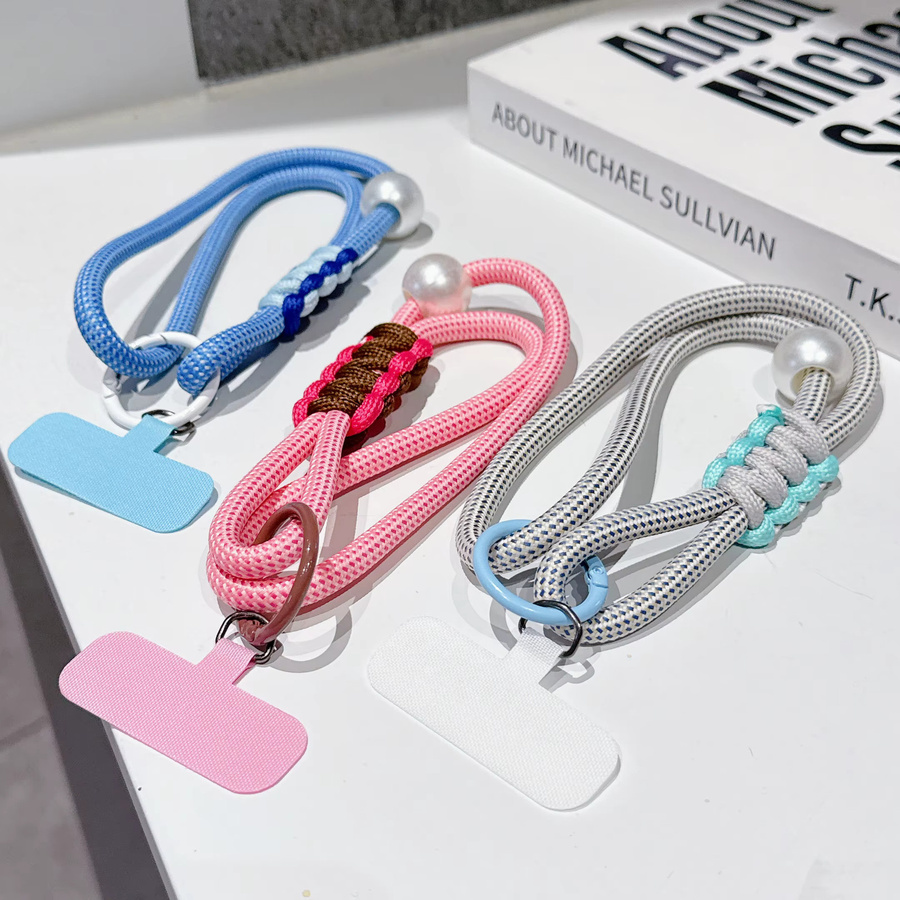 ZHANZHI Personalisiertes Handy-Lanyard als Handgelenk-Perlen-Kurzseil in Silber, Grau und Multicolour für dich - Bild 2