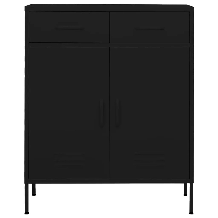 vidaXL Lagerschrank aus Stahl in Schwarz mit Türen und Schubladen, B/T/H: 80 x 35 x 101,5 cm - Bild 2