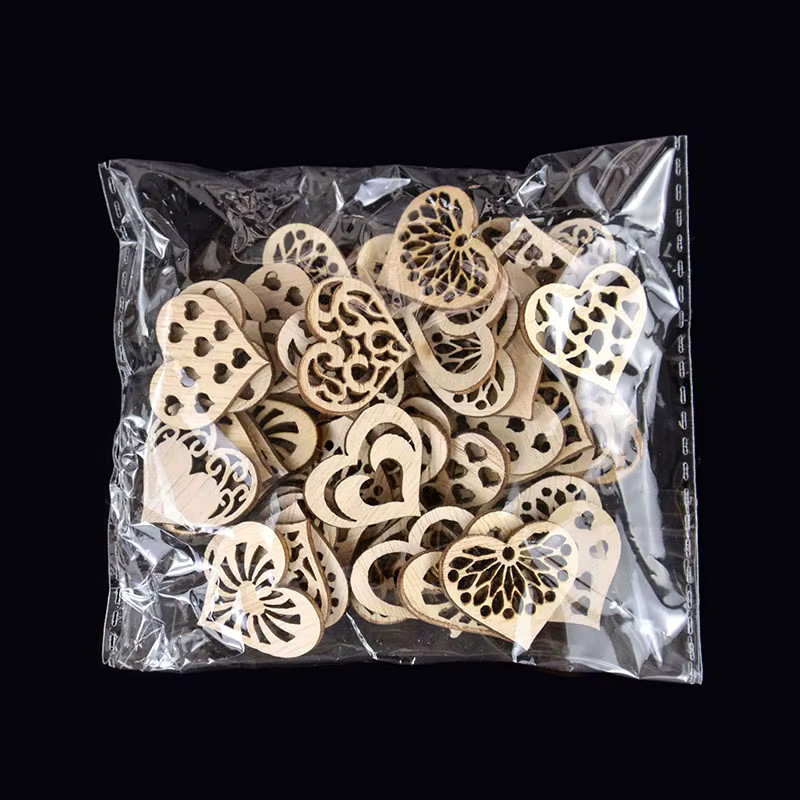 CYZIWEIN Natürliche Holzscheiben in Herzform mit ausgehöhltem Muster, Braun, für DIY-Handwerk und Scrapbooking - Bild 3