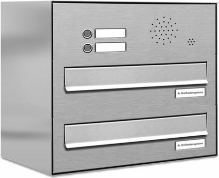AL Briefkastensystem für 2 Parteien mit Zaundurchwurf, silberfarben, B/H/T: 153,137 x 137 x 34,5 x 27,5 cm - Bild 1