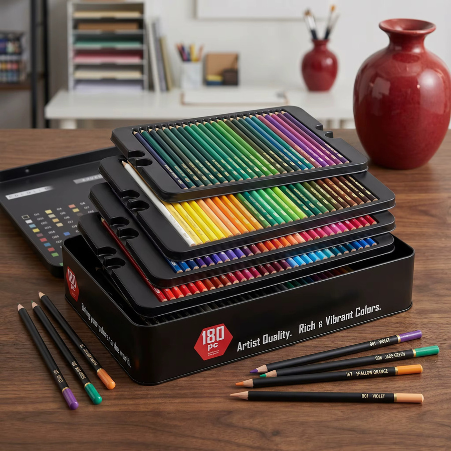 Professionelles Buntstift-Set mit 180 Farben für Kunstzeichnung und Skizzieren, ungiftige Öl-Buntstifte in Multicolour - Bild 3