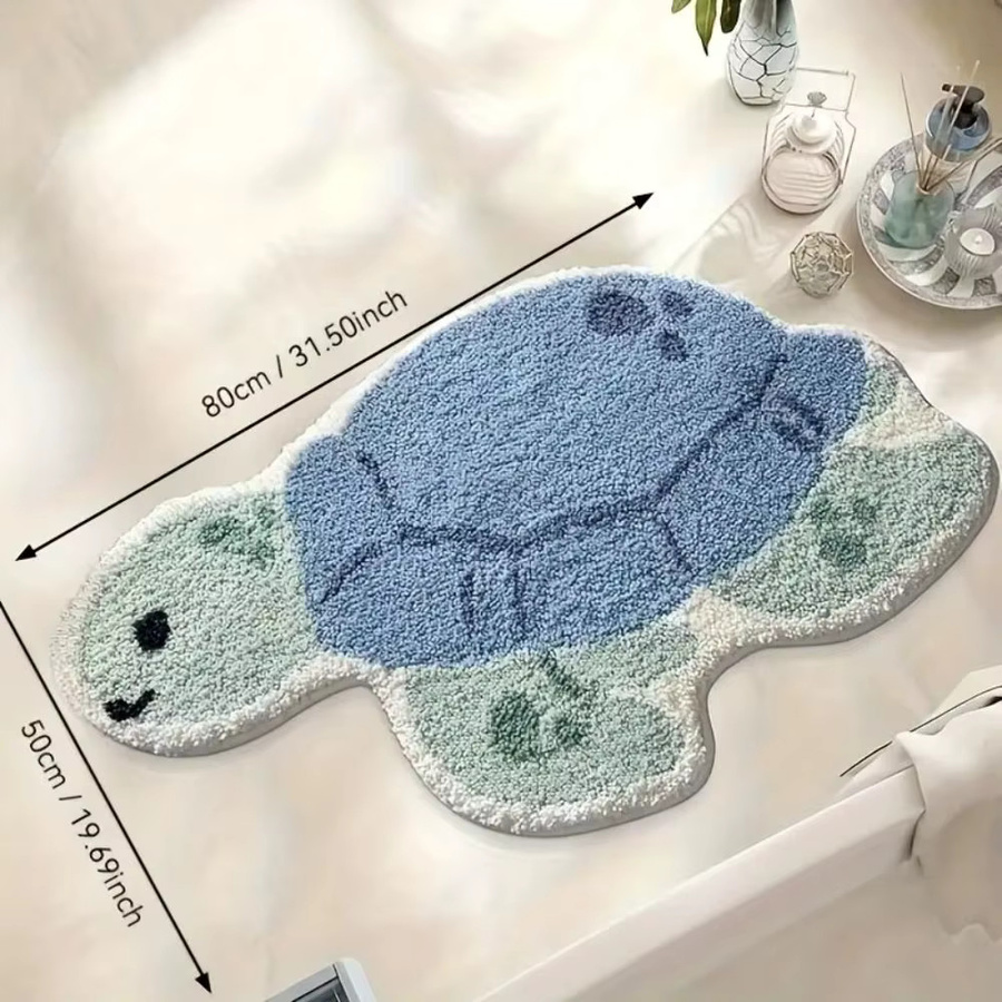 VIKAMA Cartoon-Schildkröte Teppich, rutschfeste und weiche Fußmatte in Multicolour, B/T: 60 x 40 cm - Bild 2