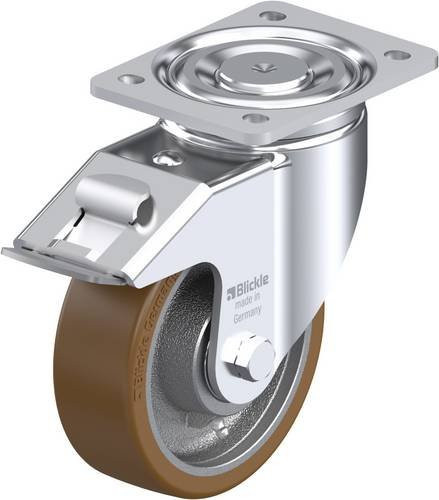 Blickle Lenkrolle LH-GB 150K-FI mit Feststeller, Rad-Durchmesser: 150 mm, Tragfähigkeit: 800 kg, Farbe: Silber - Bild 1