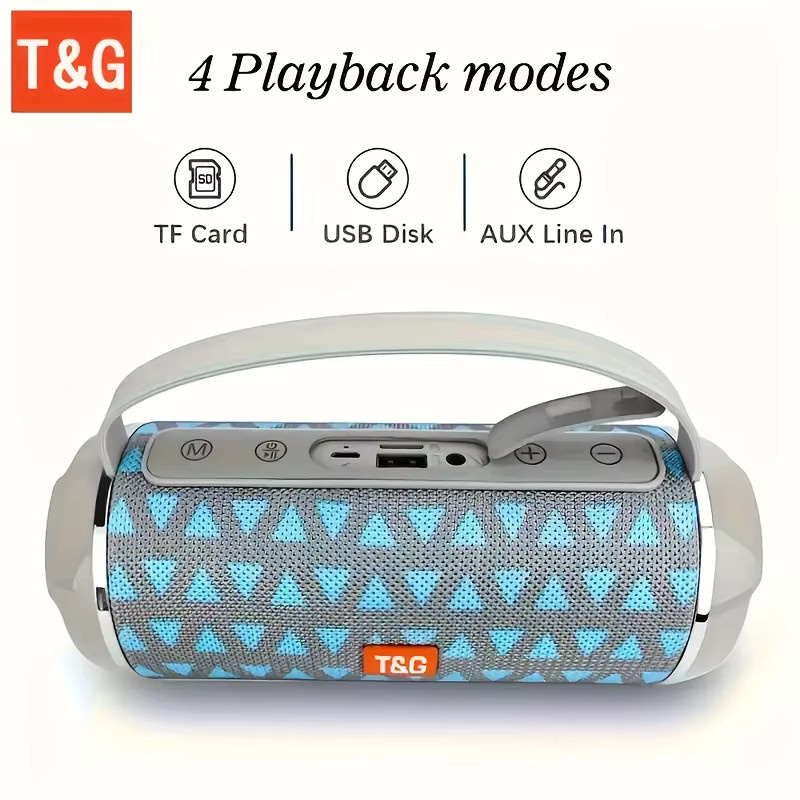 T&G TG116C Tragbarer Kabelloser Bluetooth Lautsprecher mit 5.3 Surround Sound, USB, TF und FM-Radio in Blau - Bild 5