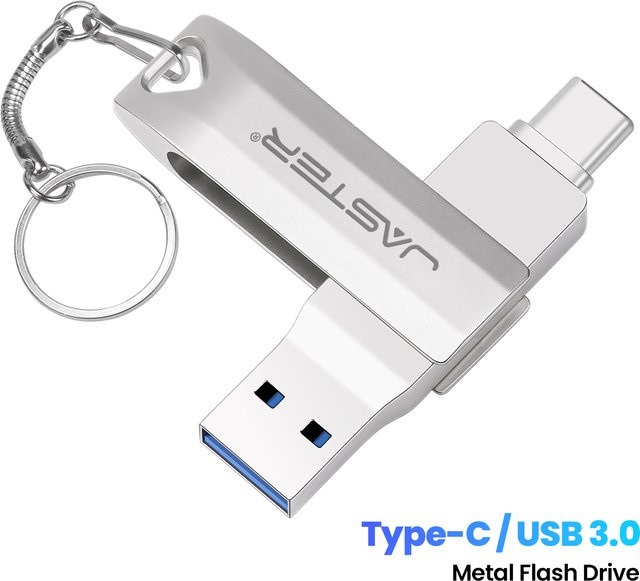 JASTER 2-in-1 USB-C USB 3.0 Flash-Laufwerk Pendrive in Silber für Handy und PC - Bild 1